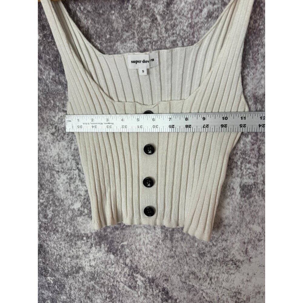 Superdown Sweater Tank Womens S Ribbed Viscose Top Button Boho Mod Sexy Crop - Picture 6 of 8